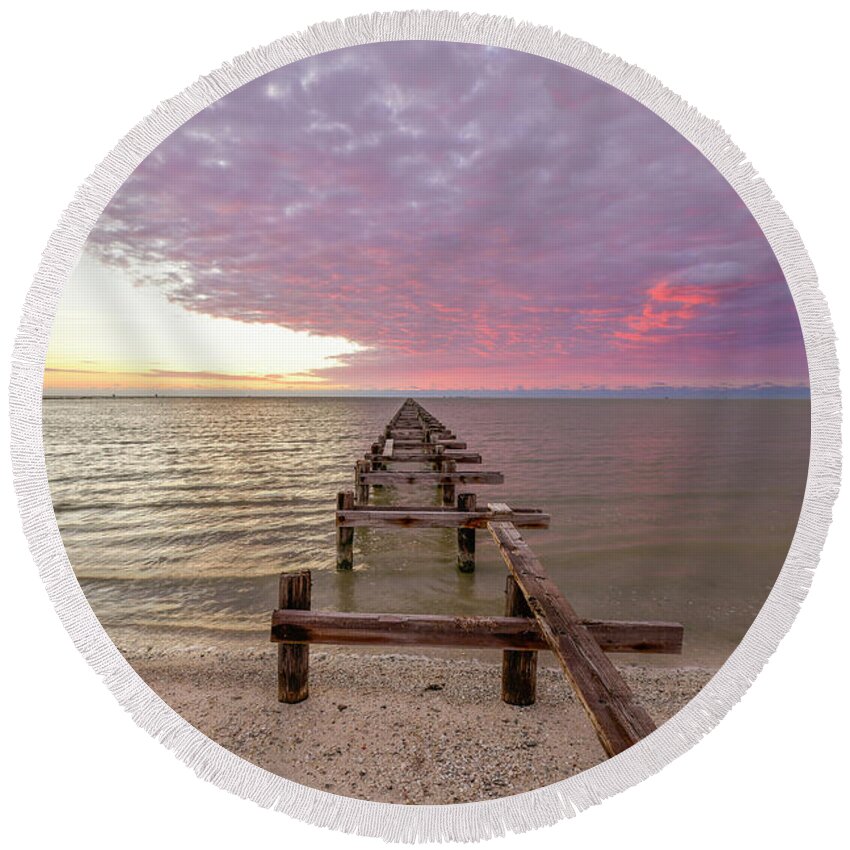 Sun Round Beach Towel featuring the photograph Shell Ridge Sunrise by Christopher Rice