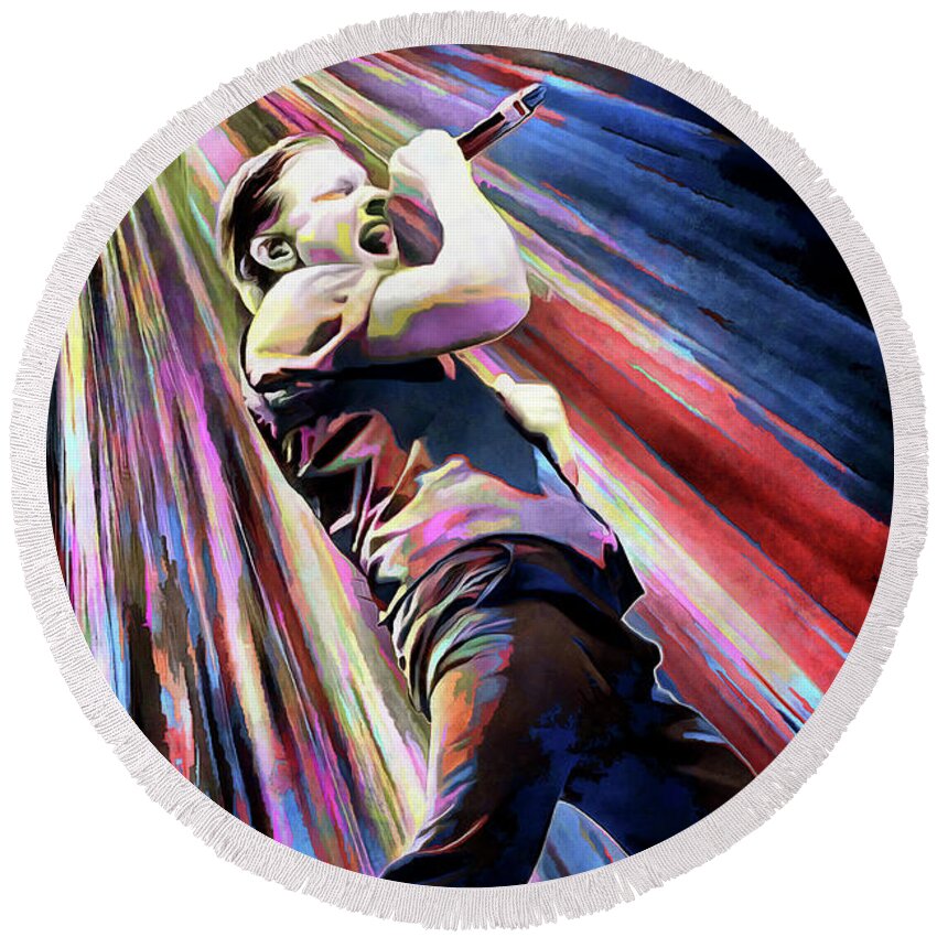 Shinedown Round Beach Towel featuring the mixed media Shinedown Brent Smith Art Hope by The Rocker Chic
