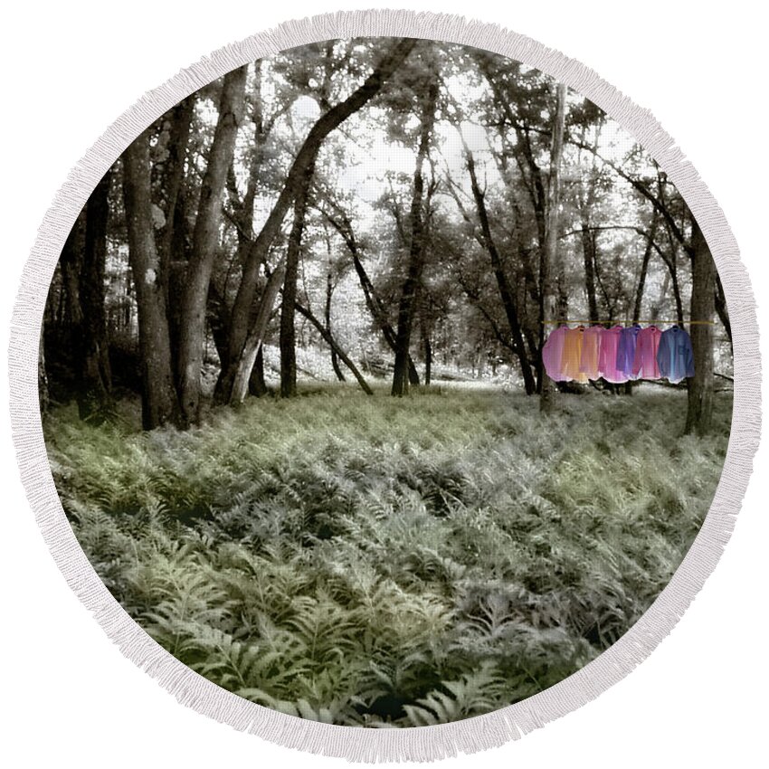 Line Round Beach Towel featuring the photograph Shirts in a Floodplain Forest by Wayne King