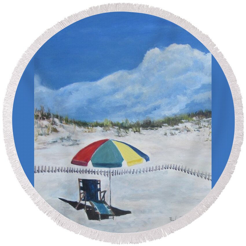 Painting Round Beach Towel featuring the painting Should I Stay or Should I go. by Paula Pagliughi