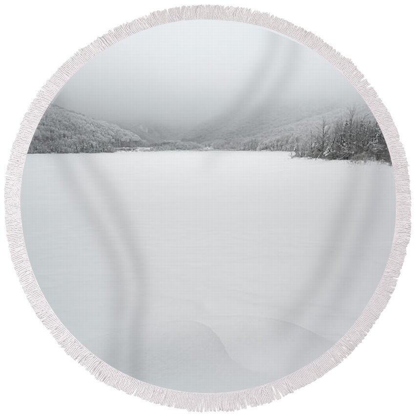 Silent Echo Round Beach Towel featuring the photograph Silent Echo, Echo Lake NH by Michael Hubley