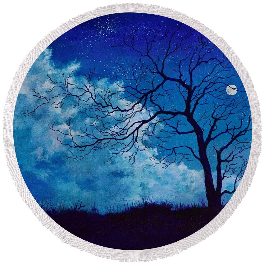 Acrylic Round Beach Towel featuring the painting Silent Night by AnnaJo Vahle