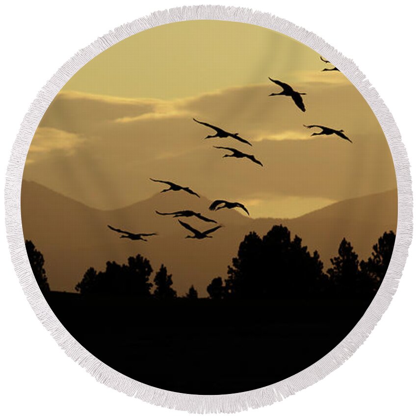 Silhouette Round Beach Towel featuring the photograph Silhouette Sandhills by Whispering Peaks Photography