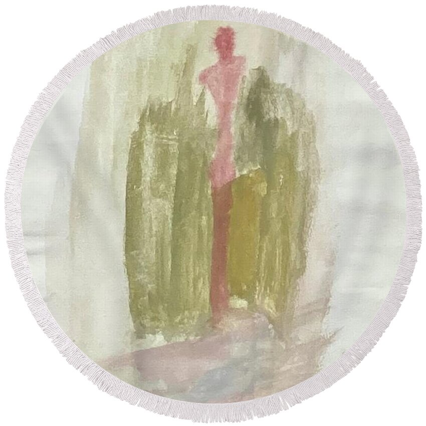Silhouettes Round Beach Towel featuring the painting Silhouettes VI by David Euler