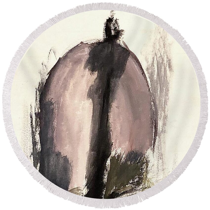 Silhouette Round Beach Towel featuring the painting Silhouettes VII by David Euler