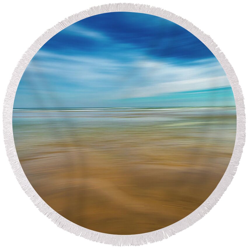 Atlantic Ocean Round Beach Towel featuring the photograph Silky Smooth Waves by Penny Polakoff