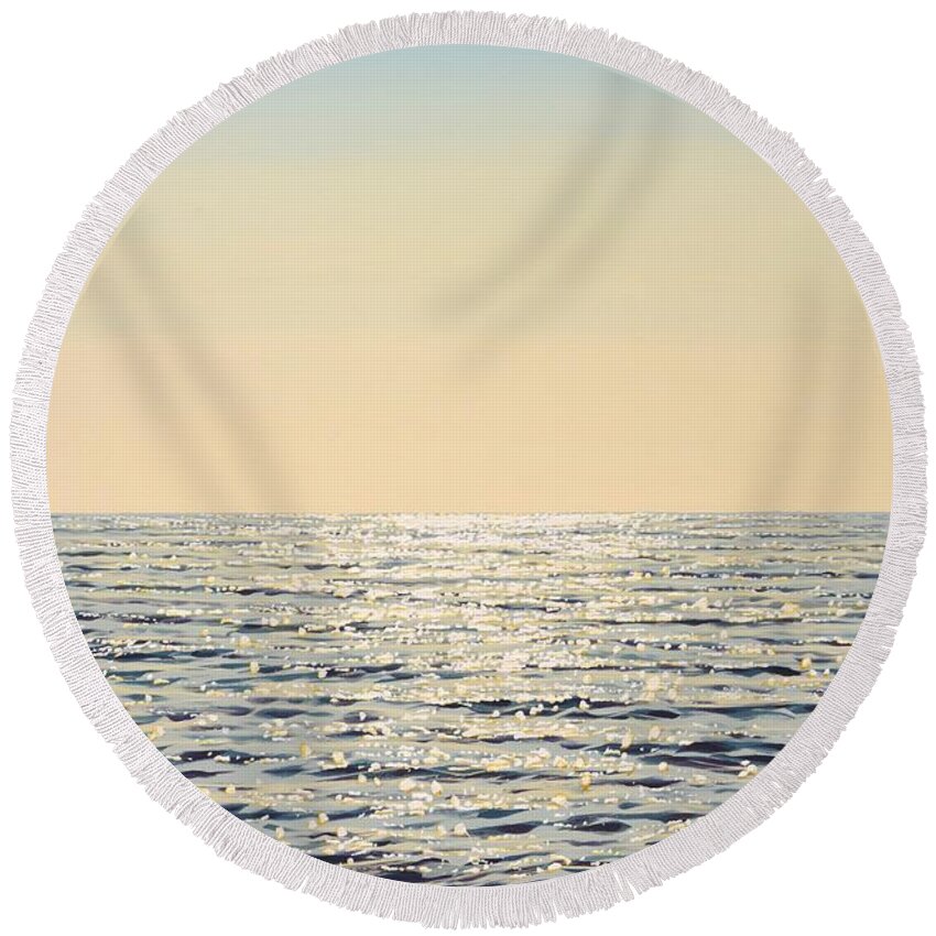 Sea Round Beach Towel featuring the painting Silver of the ocean 2.	 by Iryna Kastsova