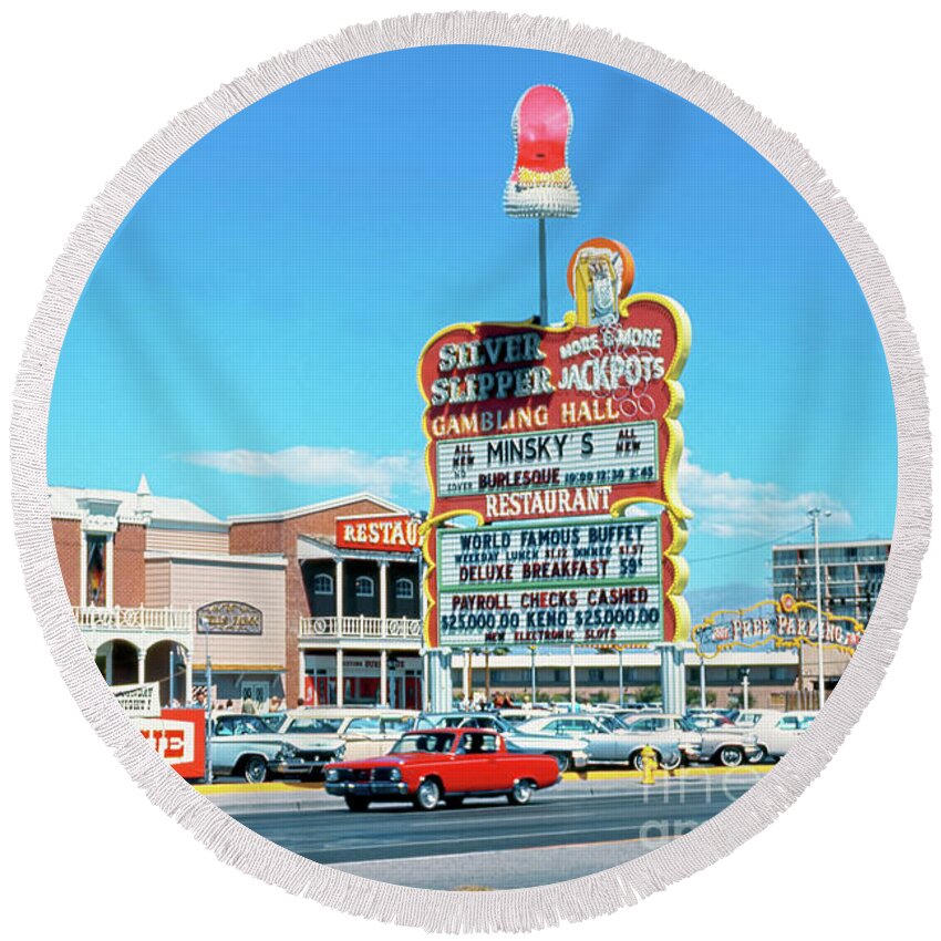 Silver Slipper Gambling Hall Saloon Round Beach Towel featuring the photograph Silver Slipper Casino in the Afternoon Wide by Aloha Art