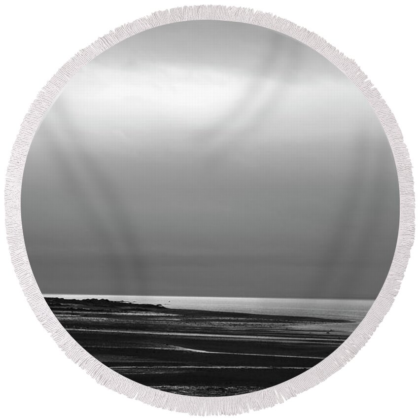 Lighthouse Round Beach Towel featuring the photograph Silver Threads by Alan Norsworthy