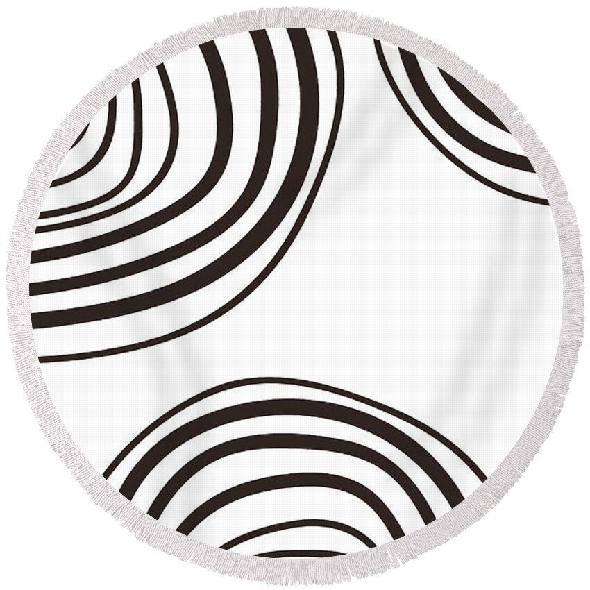 Drawing Round Beach Towel featuring the photograph Simple Rainbows Minimal Line Art by Maria Heyens