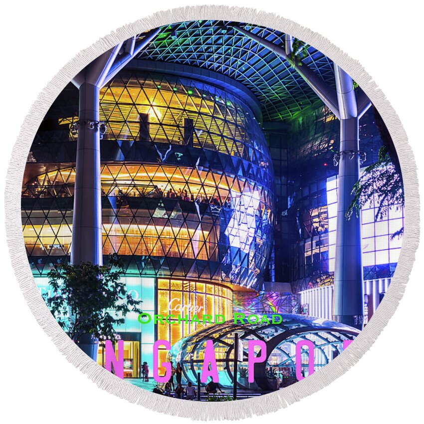 Singapore Round Beach Towel featuring the photograph Singapore 125, Orchard Road by John Seaton Callahan