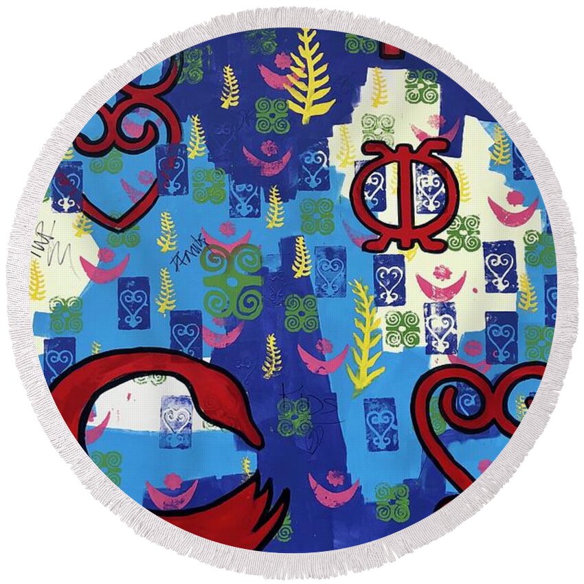  Round Beach Towel featuring the painting Sitw by Clayton Singleton