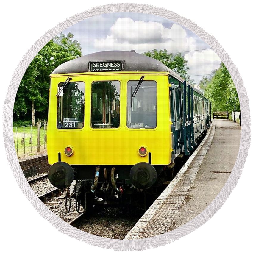 Br Round Beach Towel featuring the photograph BR Class 116 and 122 DMU Set by Gordon James