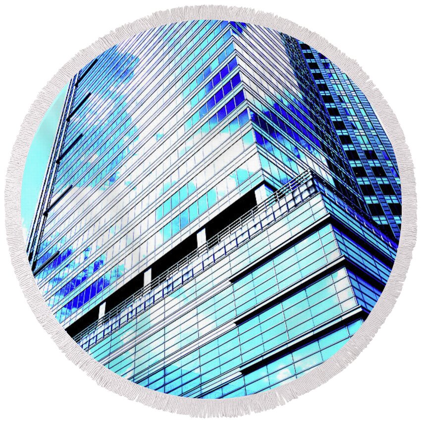 Skyscraper Round Beach Towel featuring the photograph Skyscraper In Warsaw, Poland 25 by John Siest