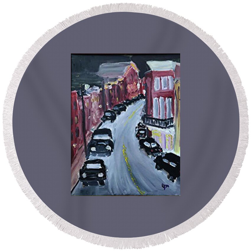  Round Beach Towel featuring the painting Sleeping Ellicott City by John Macarthur