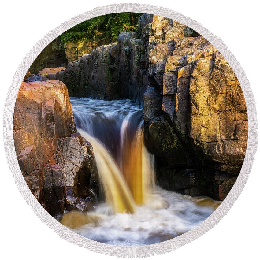 Waterfall Round Beach Towel featuring the photograph Small Waterfall by Nate Brack