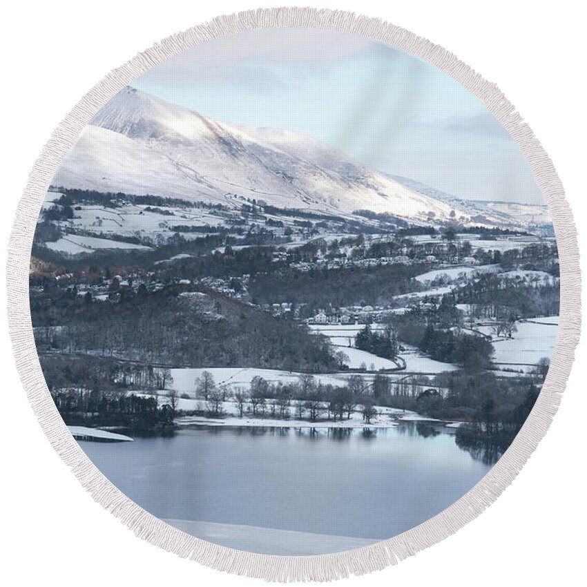 Photographer Round Beach Towel featuring the photograph Snow covered mountains, the Lake District by Perry Rodriguez