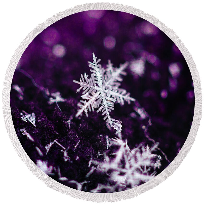  Round Beach Towel featuring the photograph Snowflake beauty by Nicole Engstrom