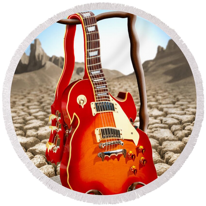 Rock And Roll Round Beach Towel featuring the photograph Soft Guitar by Mike McGlothlen