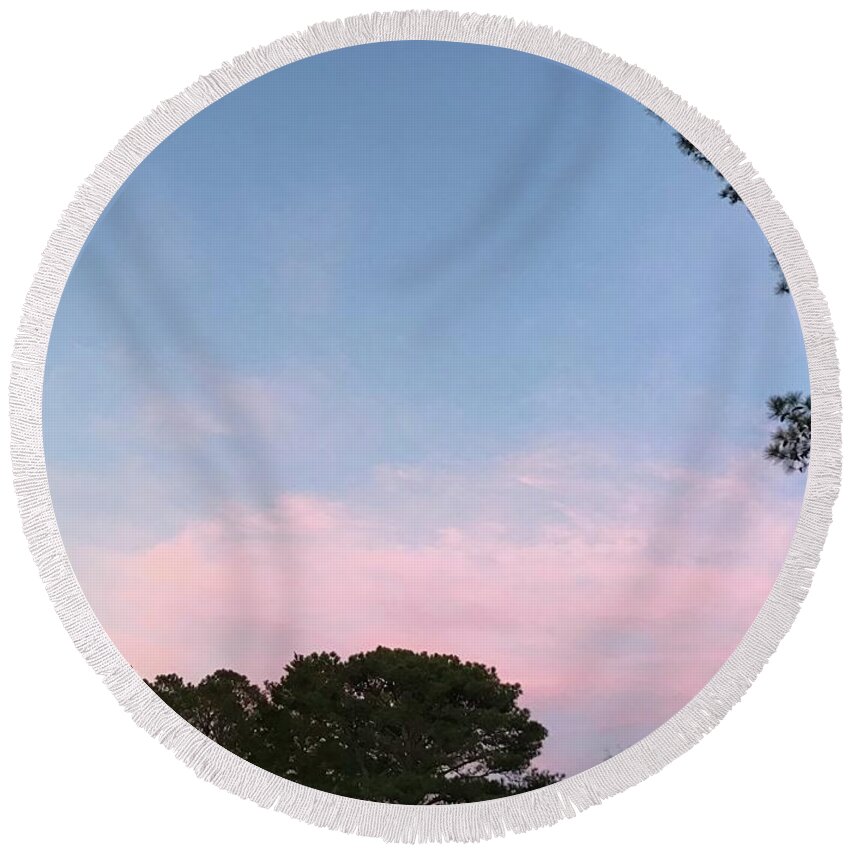 Sunset Round Beach Towel featuring the photograph Soft Pink Sunset by Catherine Wilson