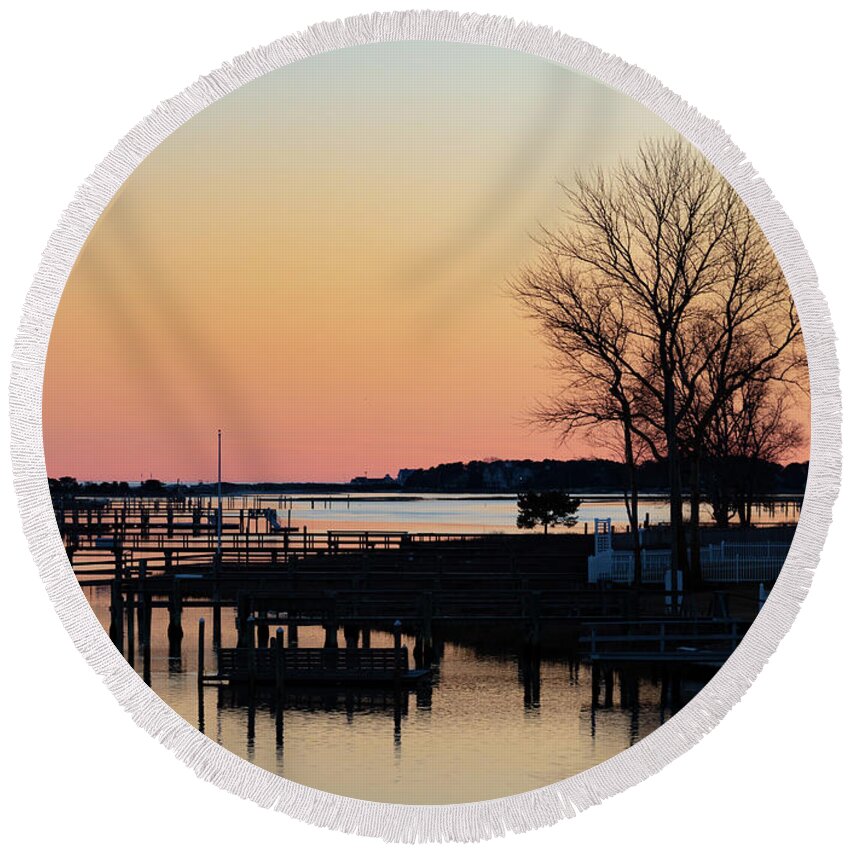 Soft Sunset Round Beach Towel featuring the photograph Soft Sunset by Michelle Constantine