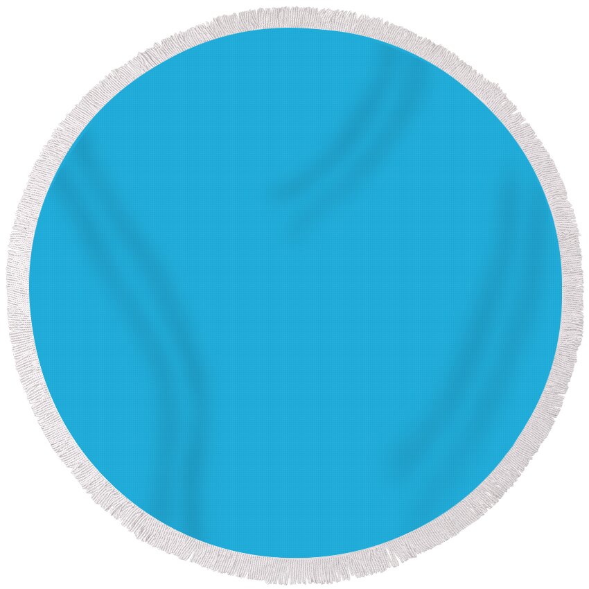 Blue Round Beach Towel featuring the drawing Solid Blue Color by Delynn Addams