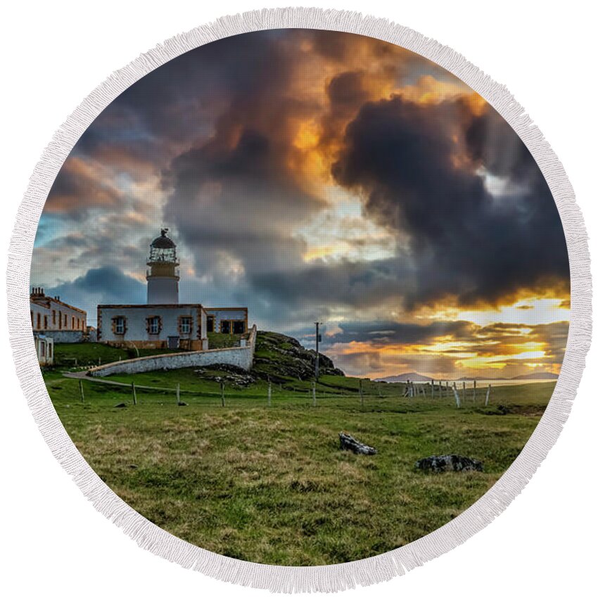 Landscape Round Beach Towel featuring the photograph somewhere on the Isle of Skye by Remigiusz MARCZAK