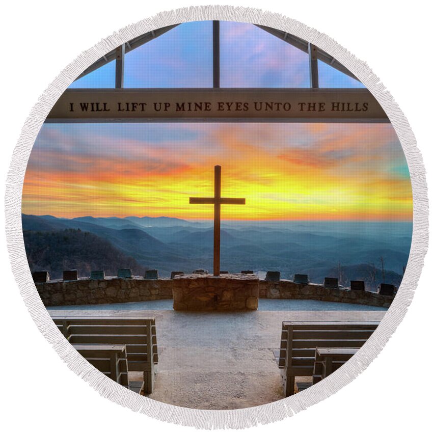 Pretty Place Chapel Round Beach Towel featuring the photograph South Carolina Pretty Place Chapel Sunrise Embraced by Dave Allen