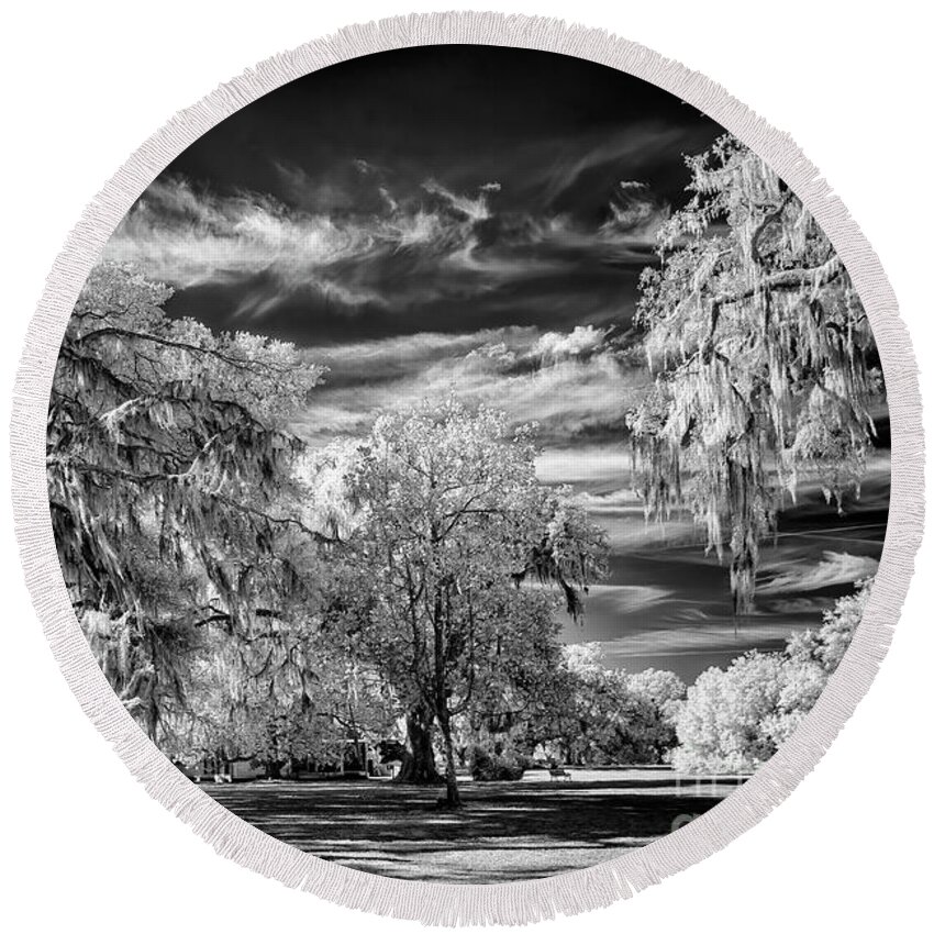 Black & White Round Beach Towel featuring the photograph Southern Charm by DBHayes by DB Hayes