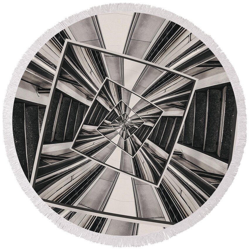 Spinning Round Beach Towel featuring the digital art Spinning Structure by Phil Perkins