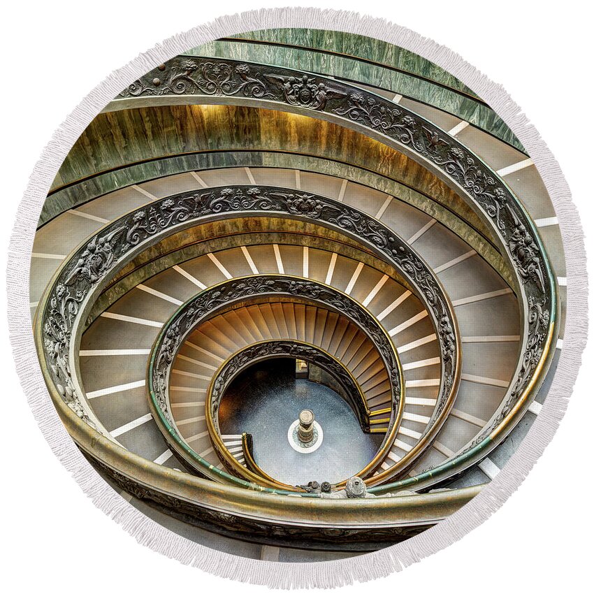 Spiral Staircase Round Beach Towel featuring the photograph Spiral Staircase Revisited - Square version by Weston Westmoreland