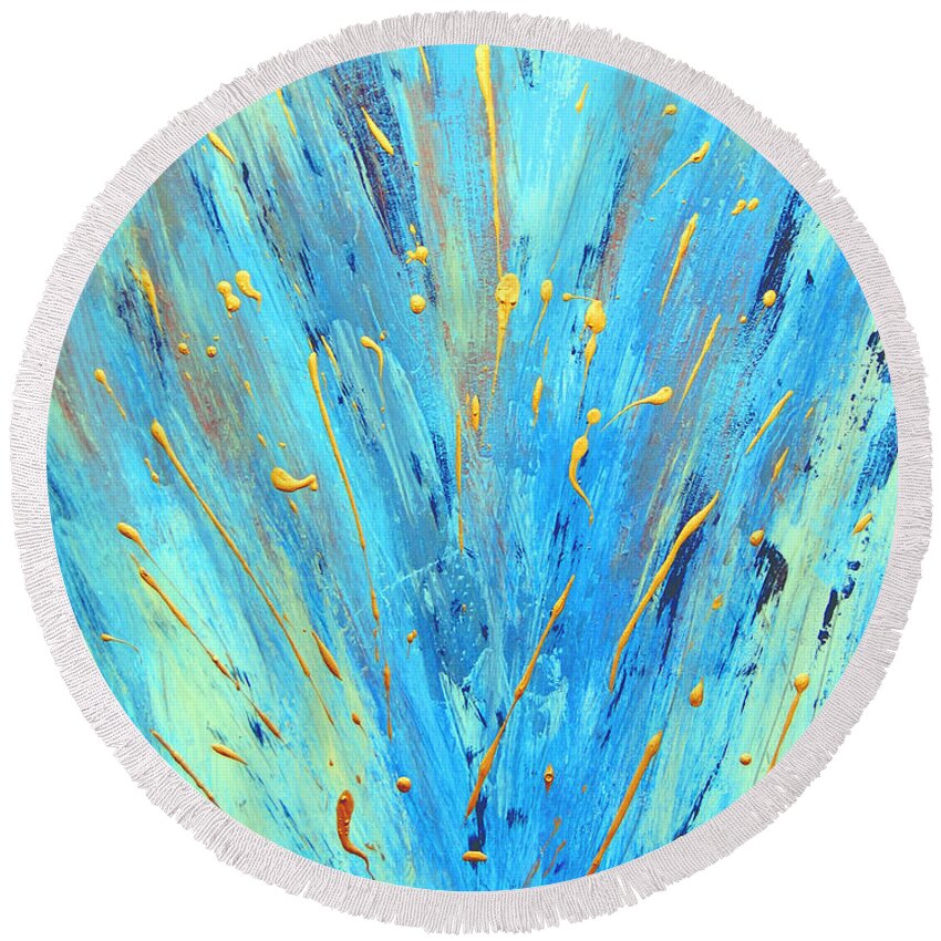 Fresh Round Beach Towel featuring the painting Splash by Vallee Johnson