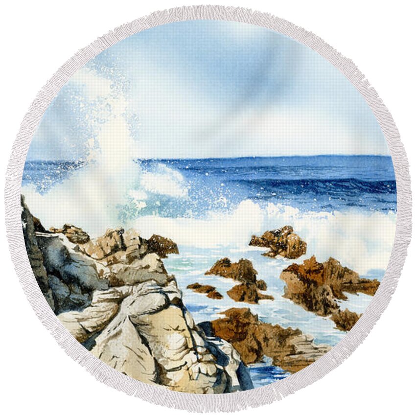 Water Round Beach Towel featuring the painting Splish, Splash by Espero Art