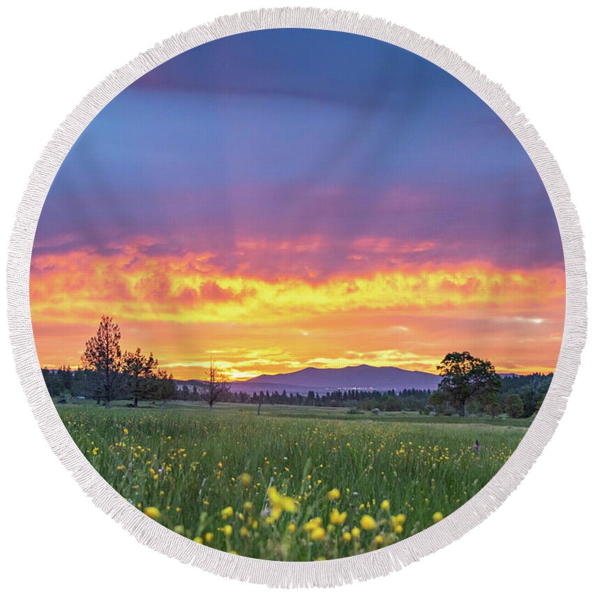 Spring Round Beach Towel featuring the photograph Spring Sunrise Vertical by Randy Robbins
