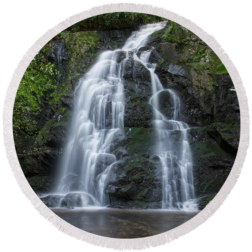 Tennessee Round Beach Towel featuring the photograph Spruce Flats Falls 18 by Phil Perkins