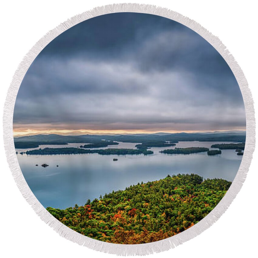 Squam Lake Round Beach Towel featuring the photograph Squam Lake NH, Rattlesnake View by Michael Hubley