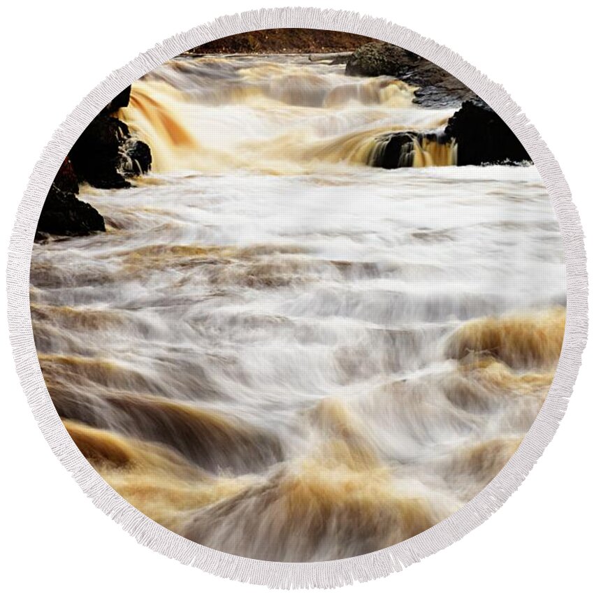 Photography Round Beach Towel featuring the photograph St Louis River Waterfall by Larry Ricker