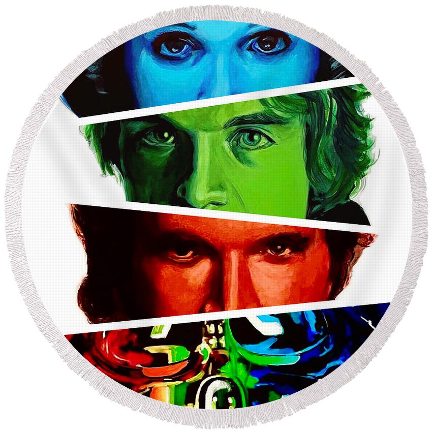 Pop Art Round Beach Towel featuring the painting Star Wars Icons III by Joel Tesch