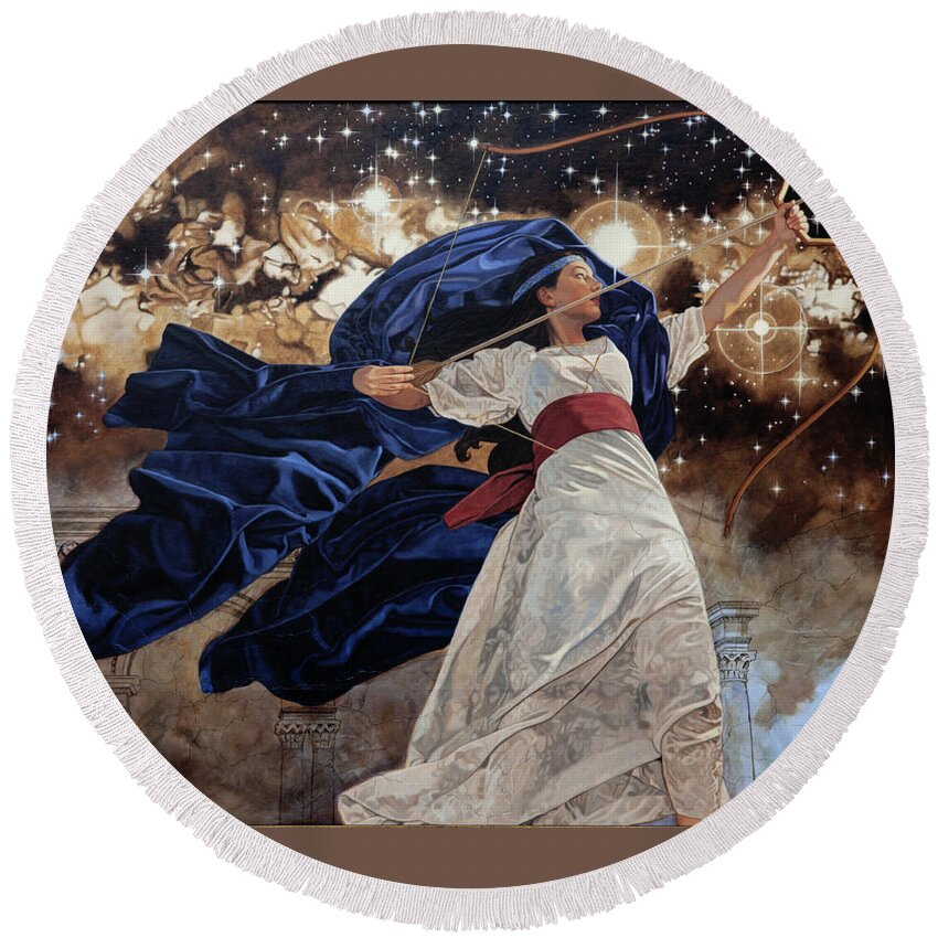 Stardust Round Beach Towel featuring the painting Stardust by Patrick Whelan