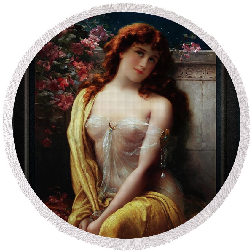 Starlight Round Beach Towel featuring the painting Starlight by Emile Vernon Classical Fine Art Old Masters Reproduction by Rolando Burbon