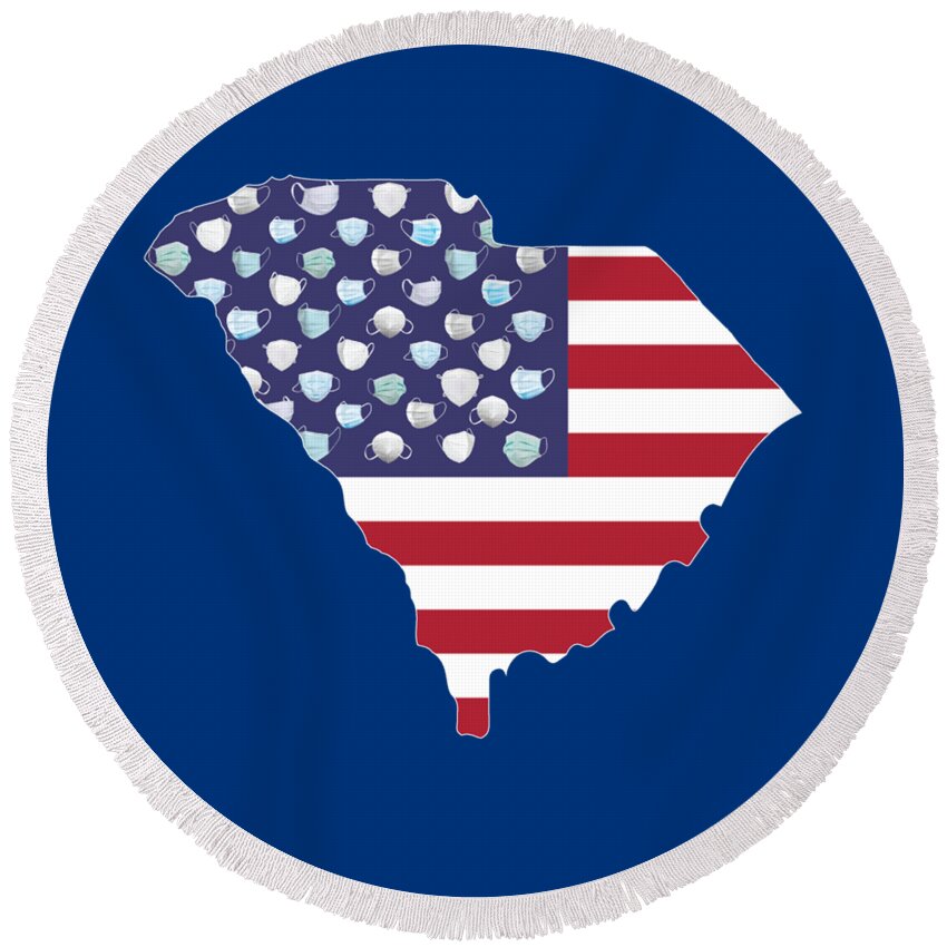 Digital Round Beach Towel featuring the digital art State of South Carolina by Fei A