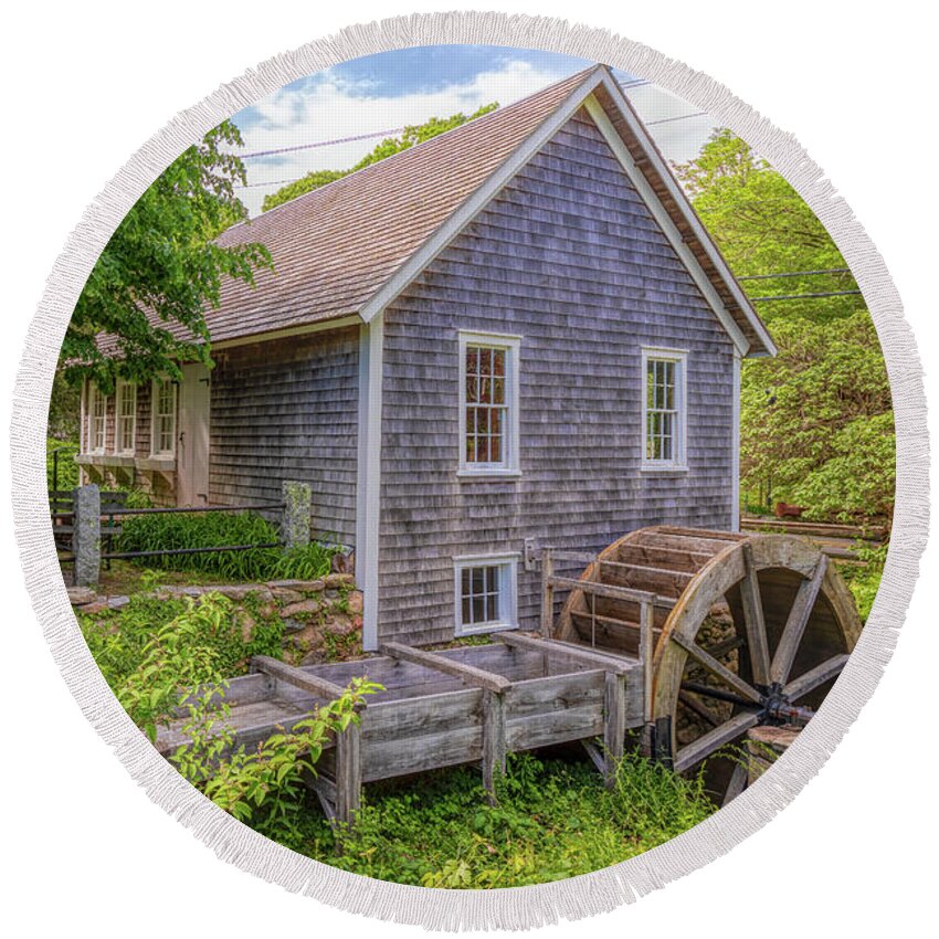 Cape Cod Round Beach Towel featuring the photograph Stony Brook Grist Mill and Museum by Rod Best