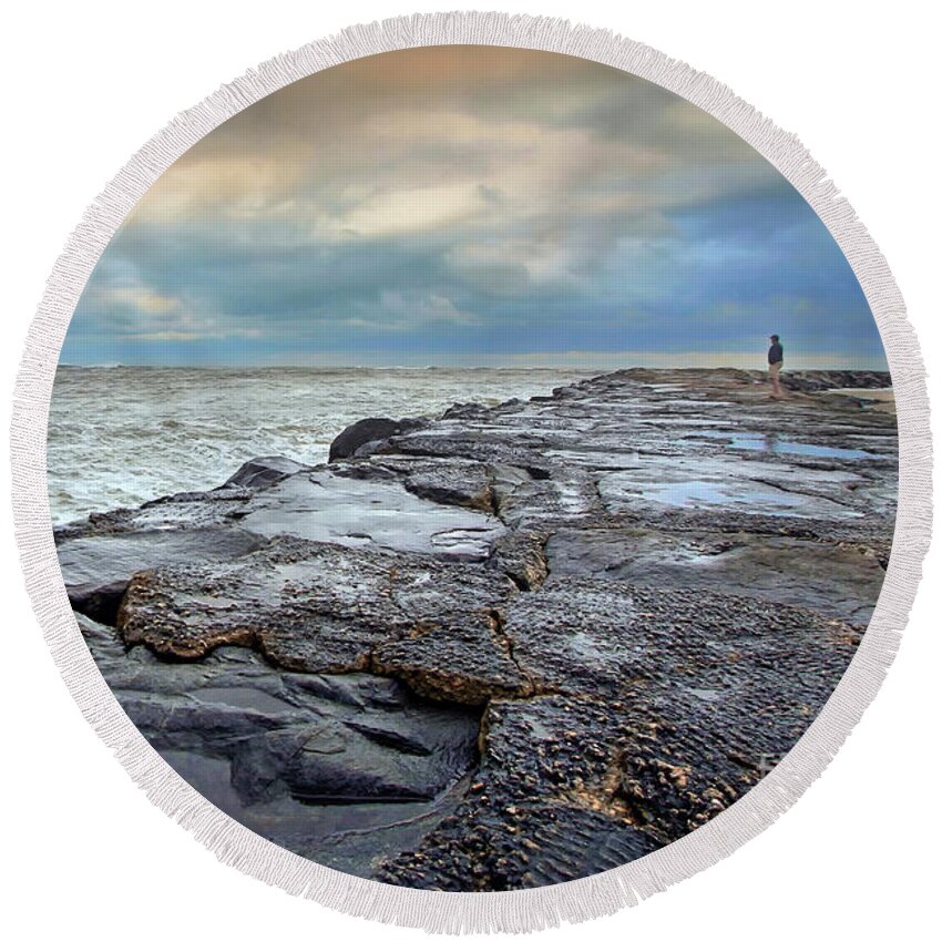 Storm Round Beach Towel featuring the photograph Storm Blowing Out by Geoff Crego