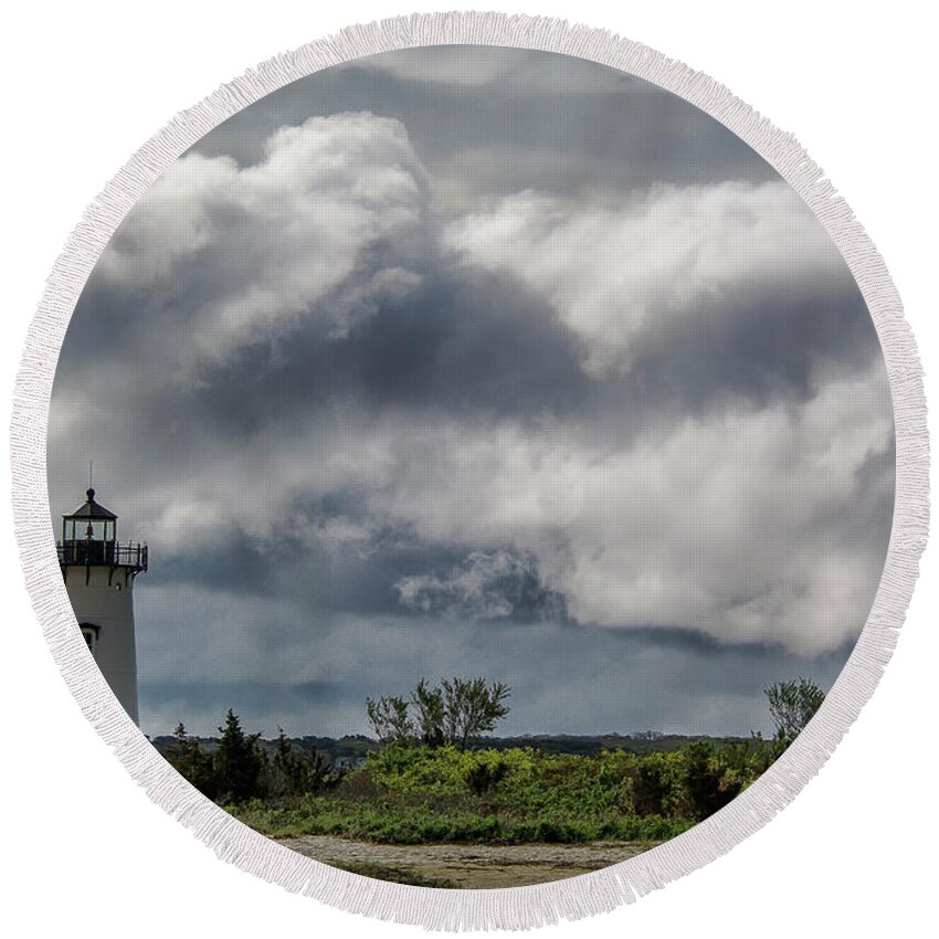 Edgartown Round Beach Towel featuring the photograph Storm Brewing by Erika Fawcett