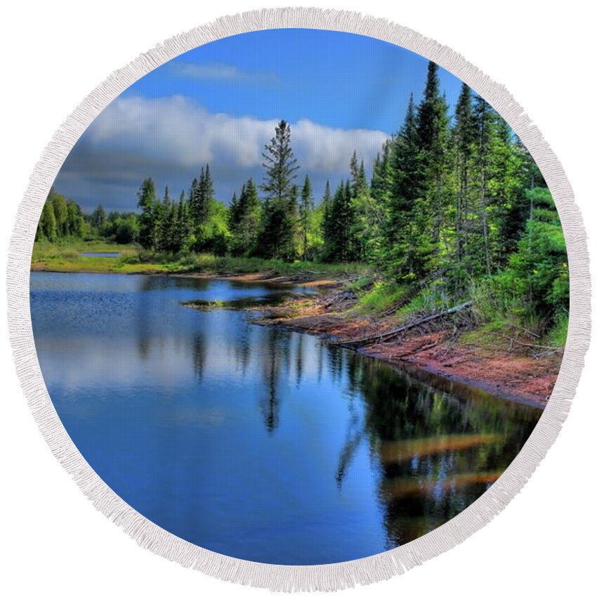 Backwater Round Beach Towel featuring the photograph Storm Front Over The Willow Flowage by Dale Kauzlaric