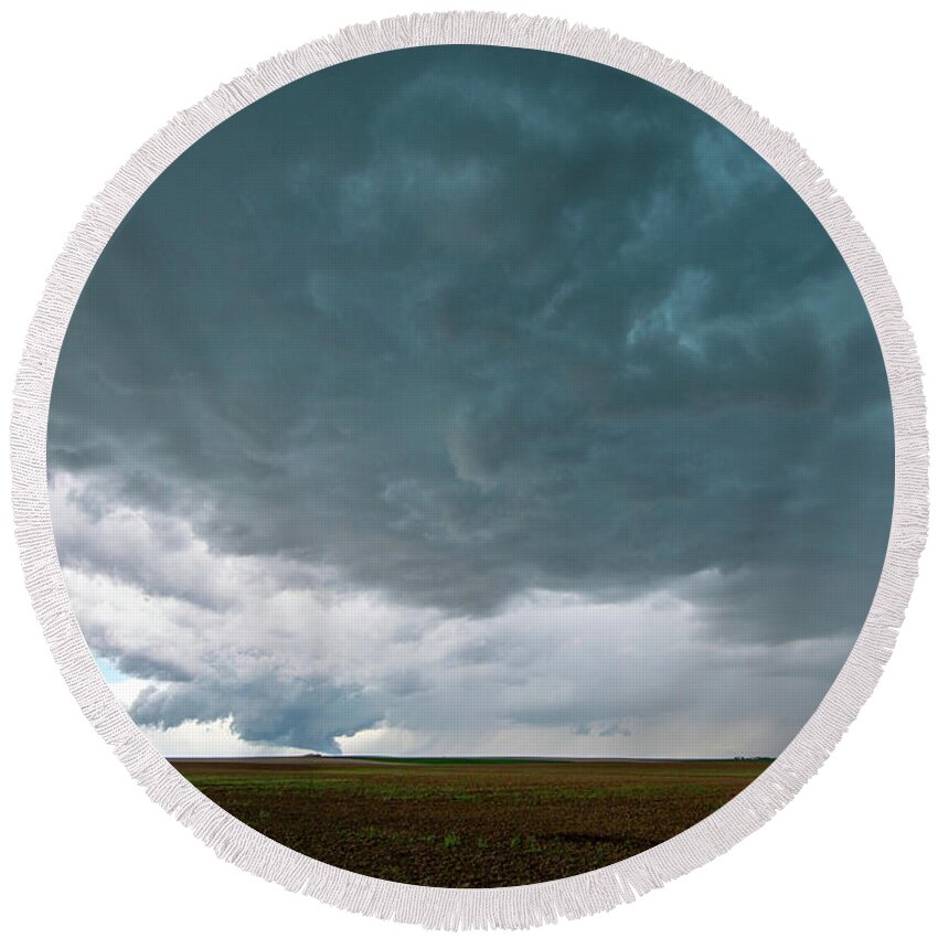 Storm Round Beach Towel featuring the photograph Storm over the Plains by Wesley Aston