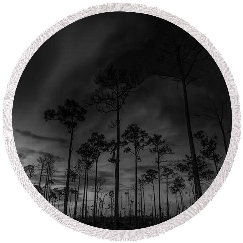 Everglades National Park Round Beach Towel featuring the photograph Storms in the Cypress Forest by Mark Andrew Thomas