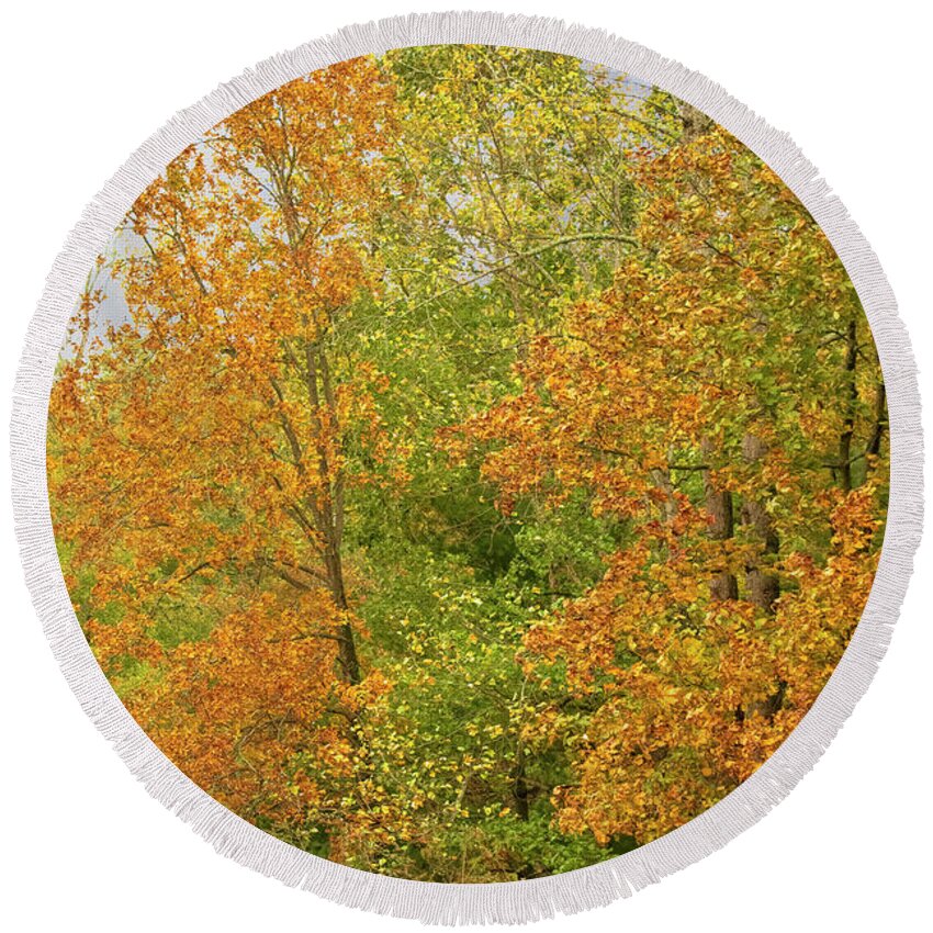 Stormy Autumn Day Round Beach Towel featuring the photograph Stormy Autumn Day by Bellesouth Studio