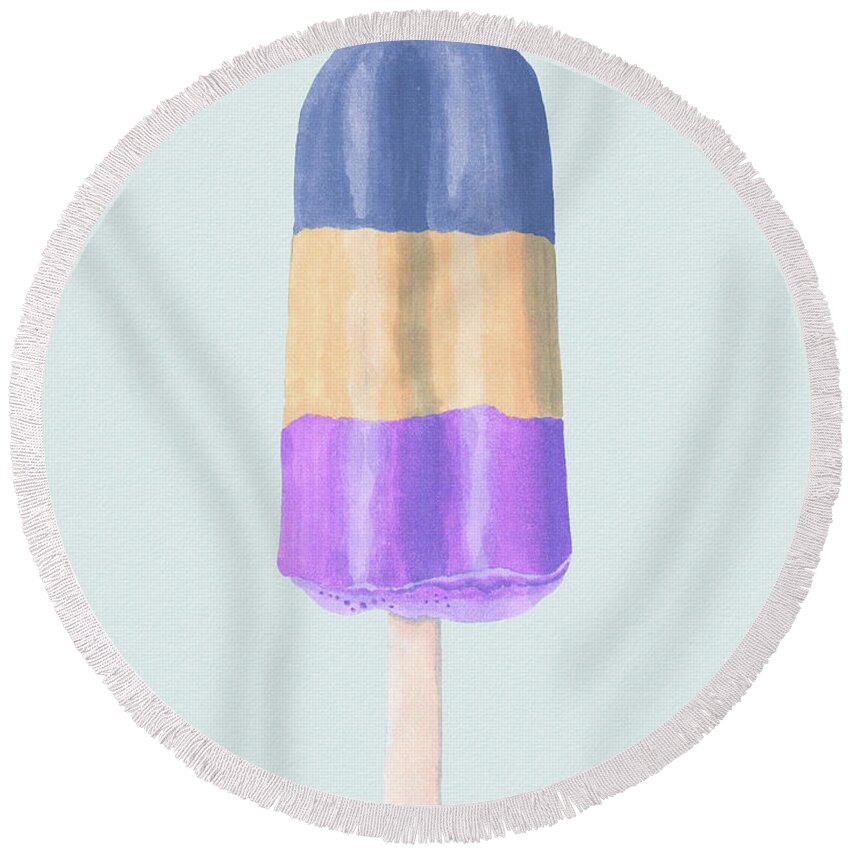 Ice Cream Round Beach Towel featuring the painting Summer Lovin' Ice Cream II by Ink Well