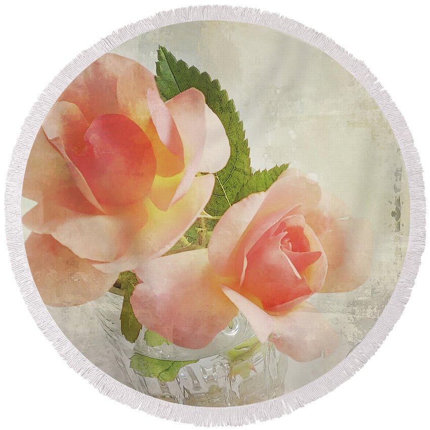 Floral Round Beach Towel featuring the photograph Summer Roses 2 by Karen Lynch